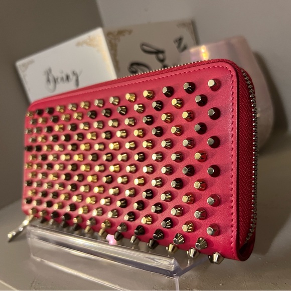 Christian Louboutin Handbags - Christian Louboutin Stud Spike Zipper Pink Wallet Authentic - EUC